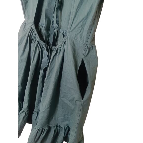 Peter Som Puff Sleeve Ruffle Trim Open Back Mini Dress in Green Size 6 - Picture 9 of 16
